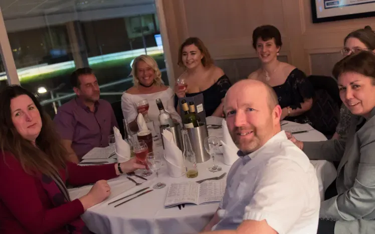 A group enjoying hospitality at Central Park Greyhounds